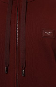 Мужской хлопковая толстовка DOLCE & GABBANA бордового цвета, арт. G9ABIT/G7M4Y | Фото 5 (Длина (для топов): Стандартные; Драгоценные камни: Проставлено; Рукава: Длинные; Материал внешний: Хлопок; Материал сплава: Проставлено; Мужское Кросс-КТ: Толстовка-одежда; Стили: Спорт-шик)