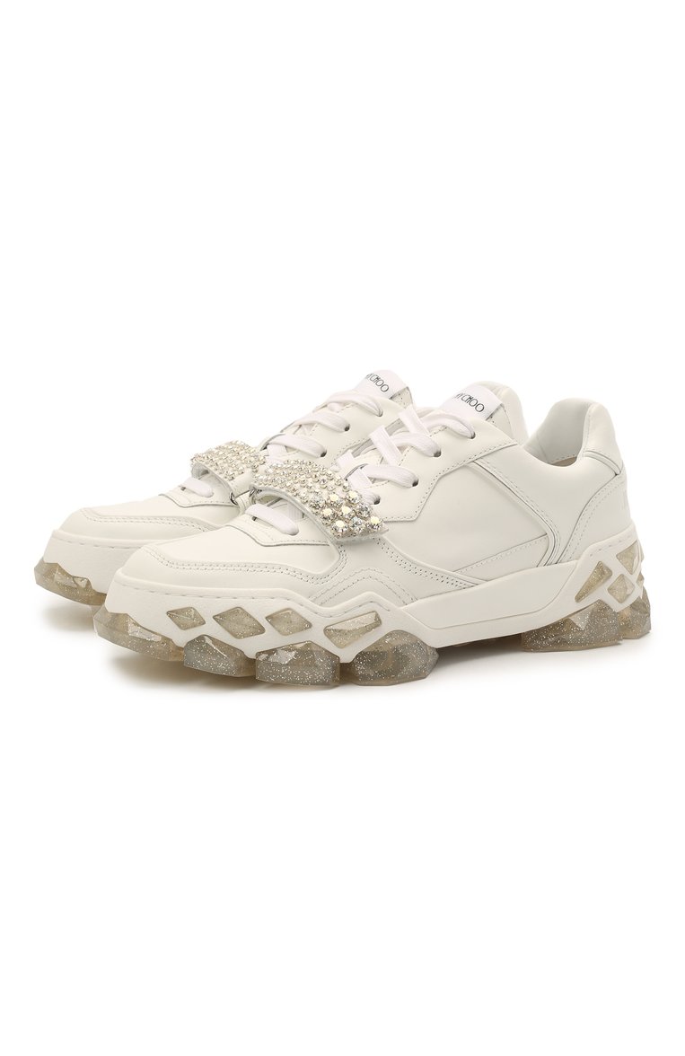 Женские белые кожаные кроссовки diamond x strap flat JIMMY CHOO купить ...