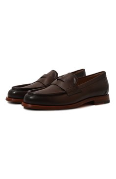 Женские кожаные пенни-лоферы SANTONI коричневого цвета, арт. WUQG59462BJ2NLGA | Фото 1 (Подошва: Плоская; Материал внутренний: Натуральная кожа; Материал сплава: Проставлено; Каблук высота: Низкий; Драгоценные камни: Проставлено; Материал внешний: Натуральная кожа)