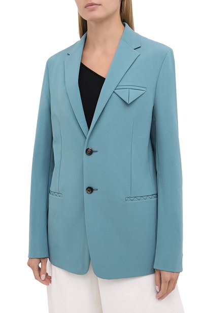 Жакет BOTTEGA VENETA голубого цвета по цене 198500 руб., арт. 628721/VKJ60, фото 3 Жакет BOTTEGA VENETA, арт. 628721/VKJ60, фото 3