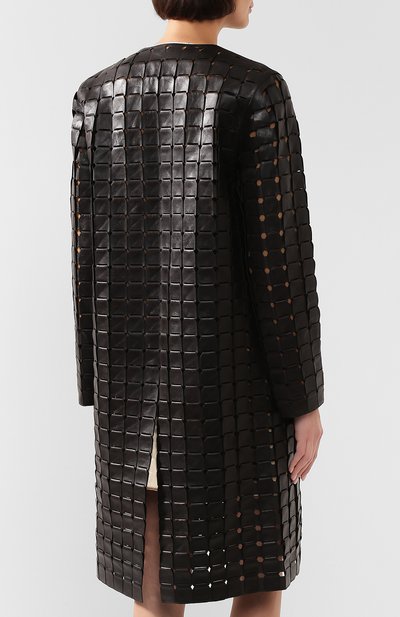 Кожаное пальто BOTTEGA VENETA коричневого цвета по цене 959500 руб., арт. 581045/VF3G0, фото 4 Кожаное пальто BOTTEGA VENETA, арт. 581045/VF3G0, фото 4