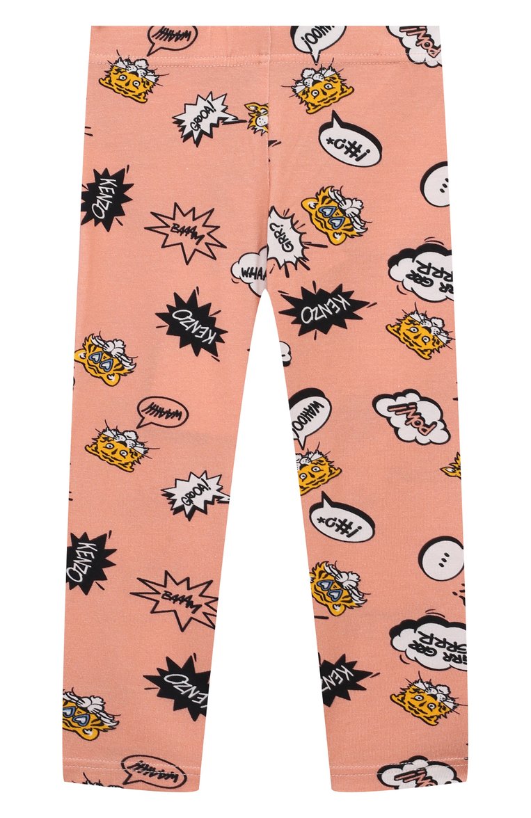Детские хлопковые легинсы KENZO светло-розового цвета, арт. K60203/3-5 | Фото 1 (Материал внешний: Хлопок; Нос: Не проставлено; Девочки Кросс-КТ: Леггинсы-одежда; Ростовка одежда: 2 года | 92 см, 3 года | 98 см, 4 года | 104 см)