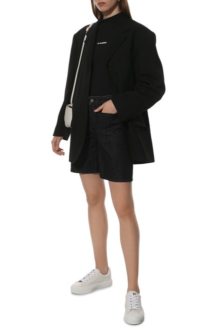 Женские джинсовые шорт�ы JIL SANDER темно-серого цвета, арт. JPPU663167-WU246700W | Фото 2 (Материал внешний: Хлопок, Деним; Длина Ж (юбки, платья, шорты): Мини; Стили: Минимализм; Кросс-КТ: Деним; Женское Кросс-КТ: Шорты-одежда; Драгоценные камни: Проставлено; Нос: Не проставлено; Материал сплава: Проставлено)