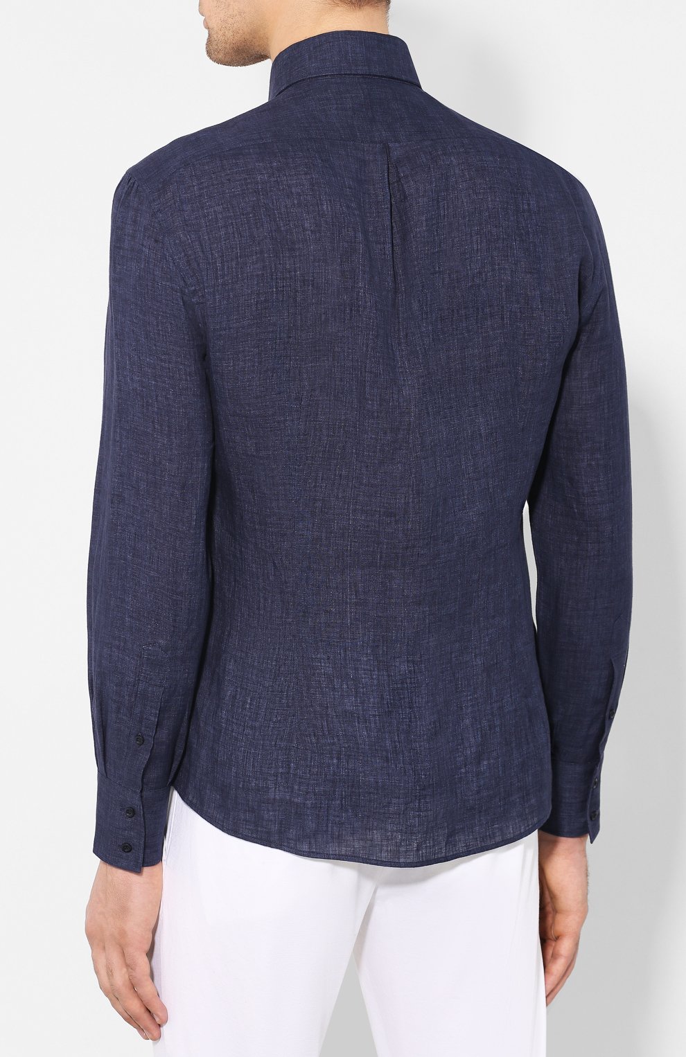 Льняная рубашка BRUNELLO CUCINELLI темно-синего цвета по цене 48900 руб., арт. MF6301718, фото 4 Льняная рубашка BRUNELLO CUCINELLI, арт. MF6301718, фото 4