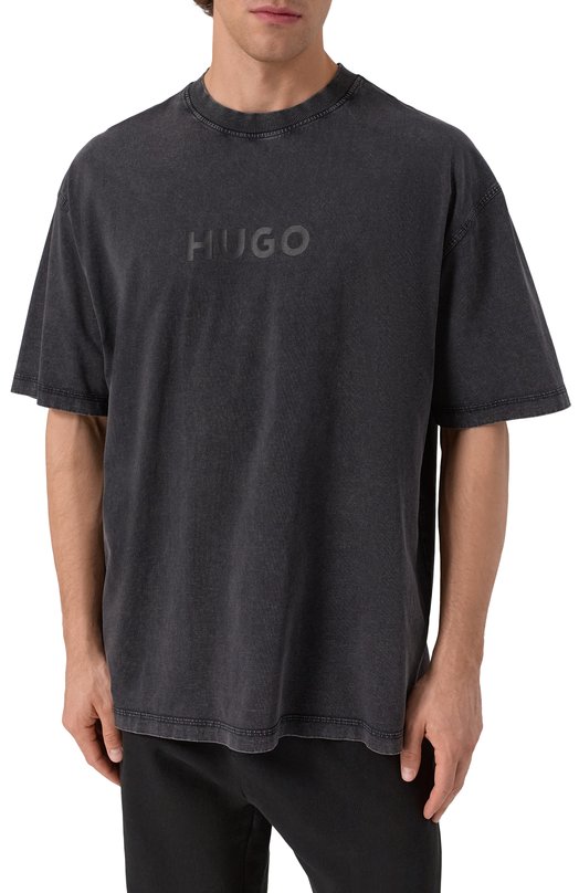 Хлопковая футболка HUGO Blue 50542638 Серый  50542638 Фото 3