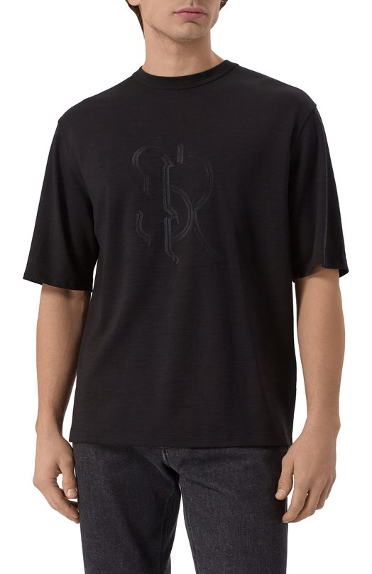 Шерстяная футболка Stefano Ricci MNH5304600/WPA02T Чёрный  MNH5304600/WPA02T Фото 3