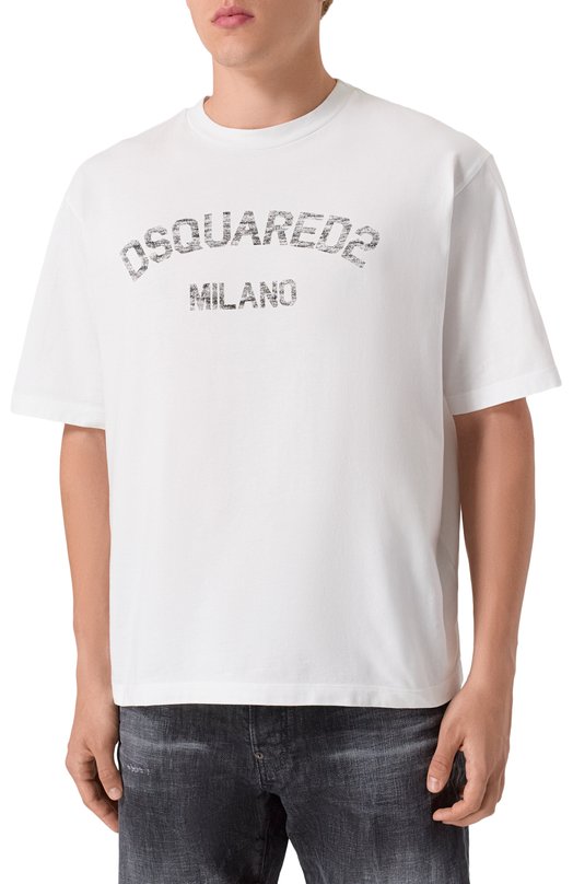 Хлопковая футболка Dsquared2 S74GD1476/D20020 Белый  S74GD1476/D20020 Фото 3