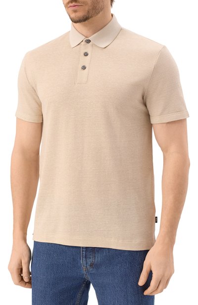 Поло из хлопка и льна BOSS, арт. 50537501, фото 3