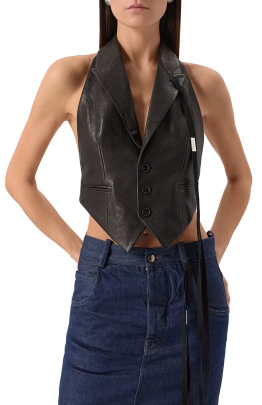 Кожаный жилет Ann Demeulemeester B0012418/LT151 Чёрный  B0012418/LT151 Фото 3