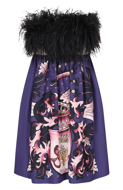 Женское шелковое платье с отделкой перьями MIU MIU, арт. MF3405-1U31-F0638