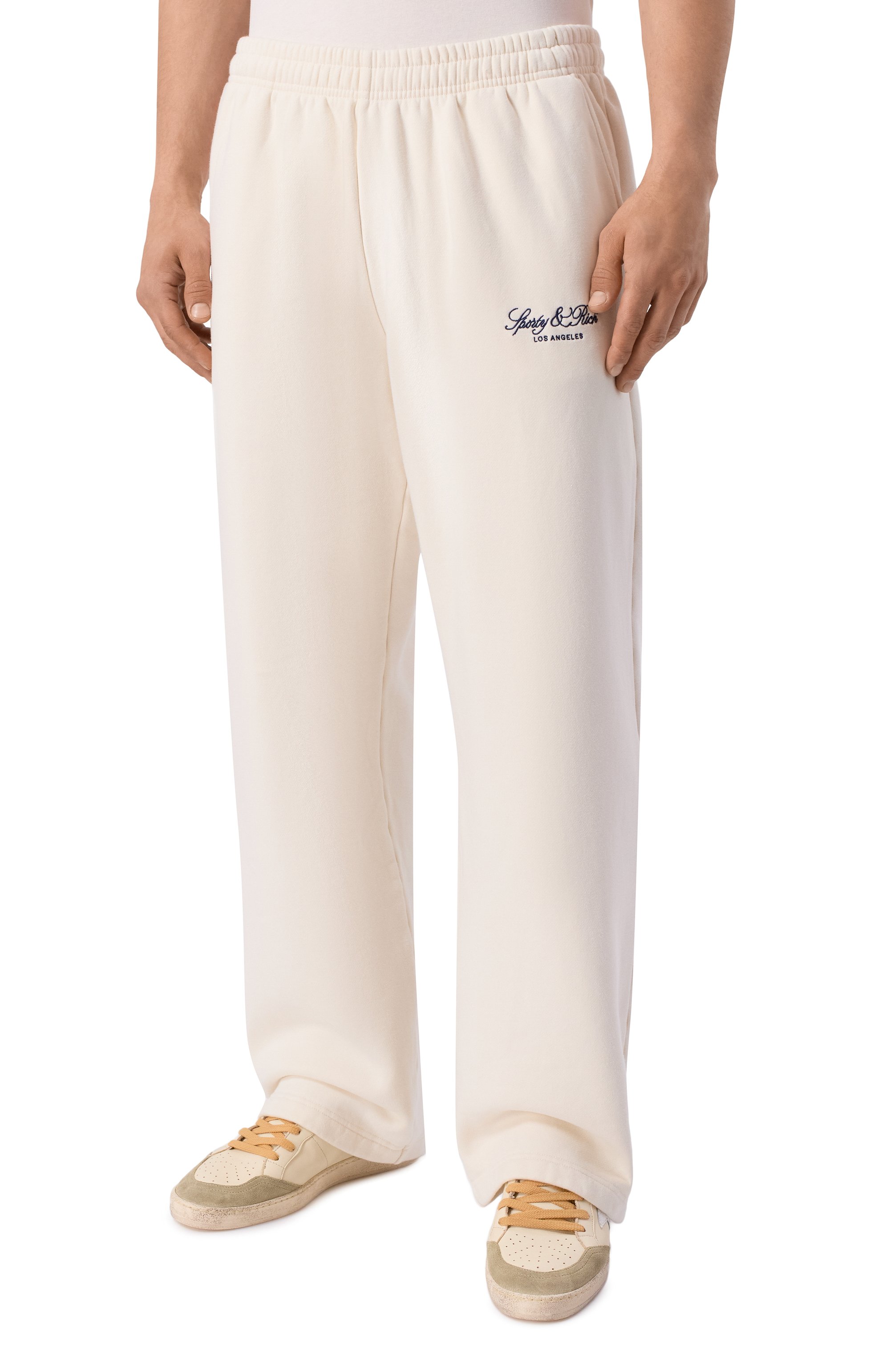 Хлопковые брюки SPORTY AND RICH кремового цвета по цене 32200 руб., арт. PA07176269WH37, фото 3 Хлопковые брюки SPORTY AND RICH, арт. PA07176269WH37, фото 3