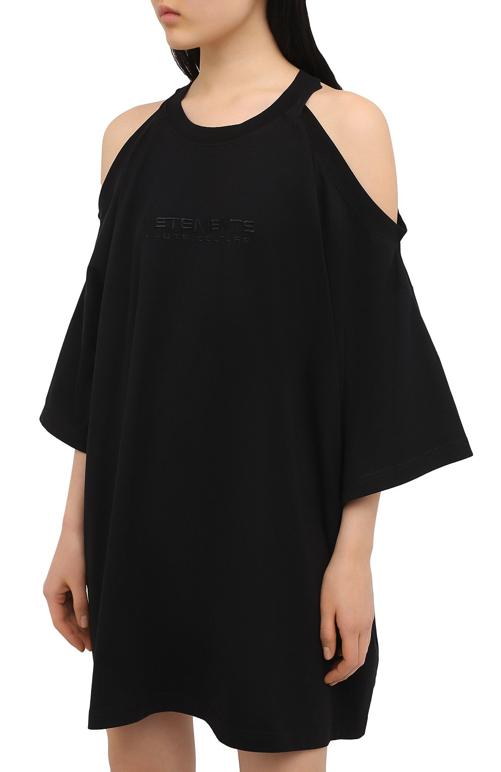 Хлопковое платье VETEMENTS черного цвета по цене 49350 руб., арт. WE51DR845B 1610/BLACK, фото 3 Хлопковое платье VETEMENTS, арт. WE51DR845B 1610/BLACK, фото 3