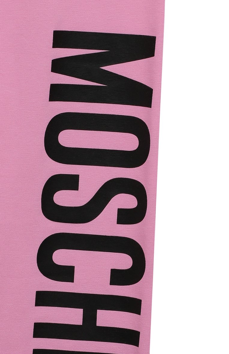 Детские хлопковые легинсы MOSCHINO розового цвета, арт. H4P047/LBA00/4-8 | Фото 3 (Материал внешний: Хлопок; Девочки Кросс-КТ: Леггинсы-одежда; Материал сплава: Проставлено; Нос: Не проставлено)
