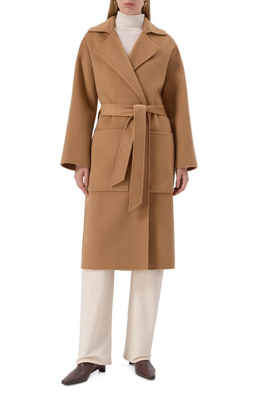 Пальто из шерсти и шелка Nanushka ALAM0 Бежевый  ALAM0 Фото 3