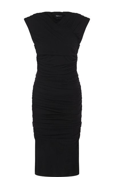Женское однотонное приталенное платье из вискозы TOM FORD, арт. ABJ120-FAX216