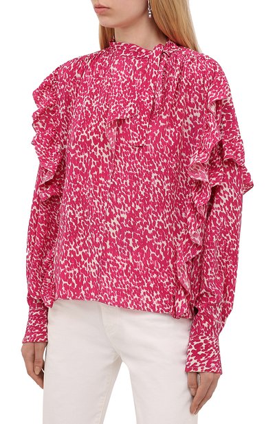 Шелковая блузка ISABEL MARANT фуксия цвета по цене 59450 руб., арт. HT2171-21A021I/LIBELZIA, фото 3 Шелковая блузка ISABEL MARANT, арт. HT2171-21A021I/LIBELZIA, фото 3