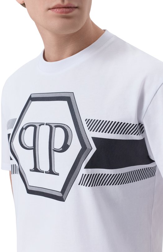 Хлопковая футболка Philipp Plein SAFC MTK8884 PJY002N Белый  SAFC MTK8884 PJY002N Фото 5