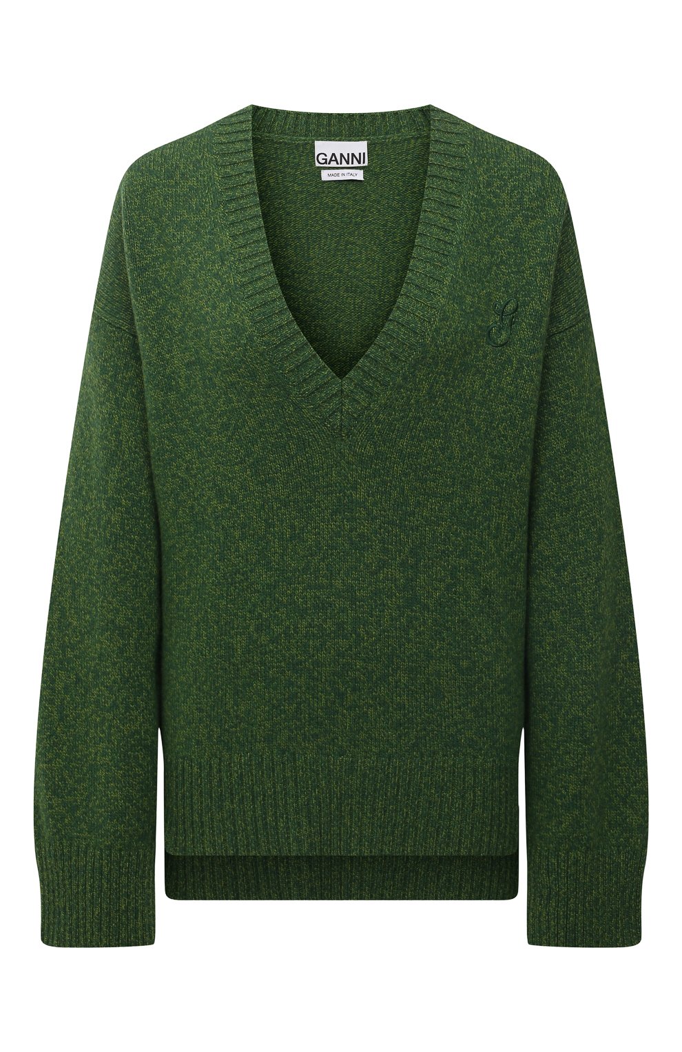 Шерстяной свитер GANNI зеленого цвета по цене 23250 руб., арт. K1573, фото 1 Шерстяной свитер GANNI, арт. K1573, фото 1