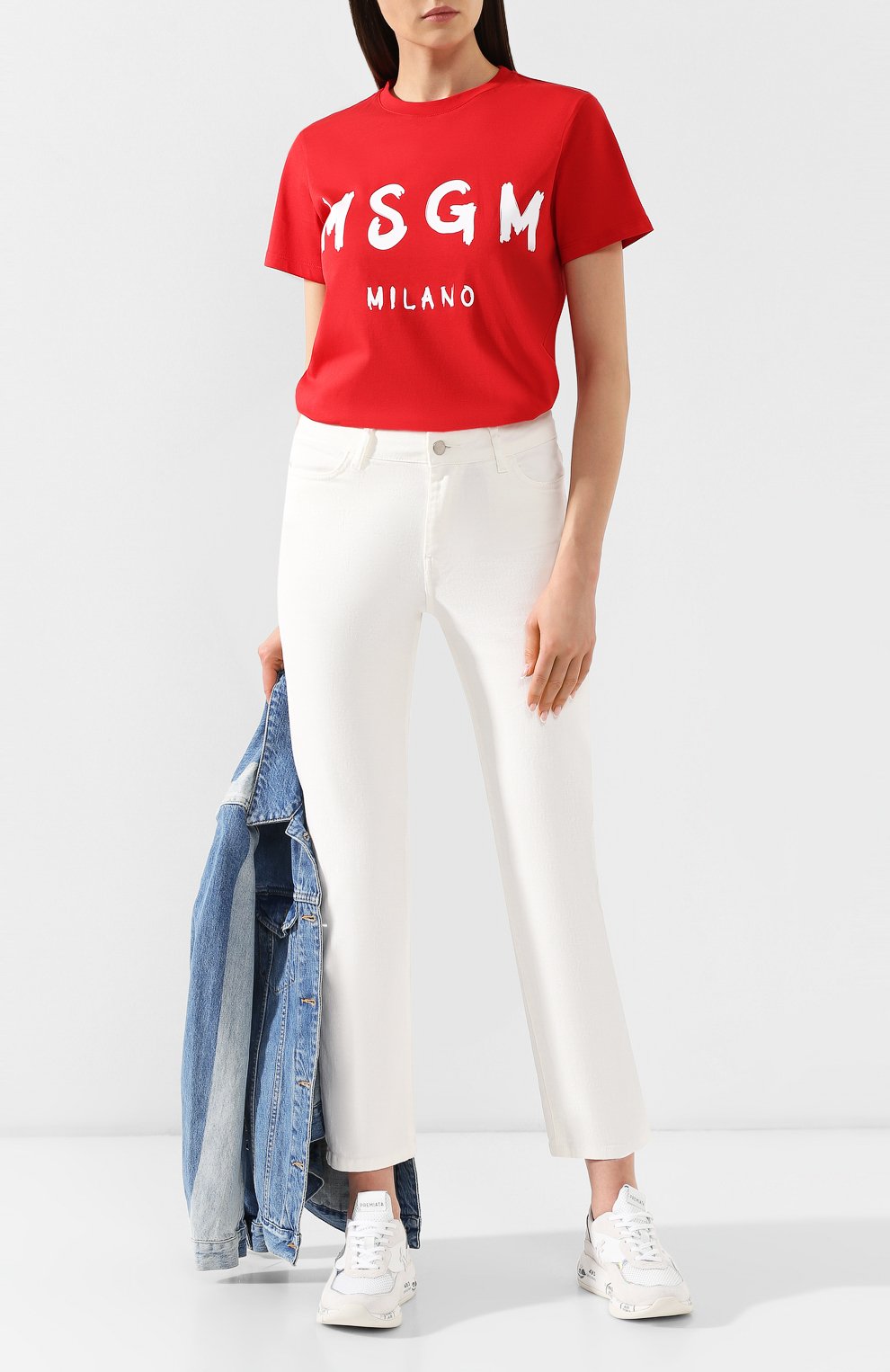 Хлопковая футболка MSGM красного цвета по цене 7240 руб., арт. 2642MDM160 195298, фото 2 Хлопковая футболка MSGM, арт. 2642MDM160 195298, фото 2