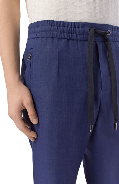 Льняные брюки DOLCE & GABBANA темно-синего цвета по цене 98950 руб., арт. GVZAET/GG862, фото 5 Льняные брюки DOLCE & GABBANA, арт. GVZAET/GG862, фото 5