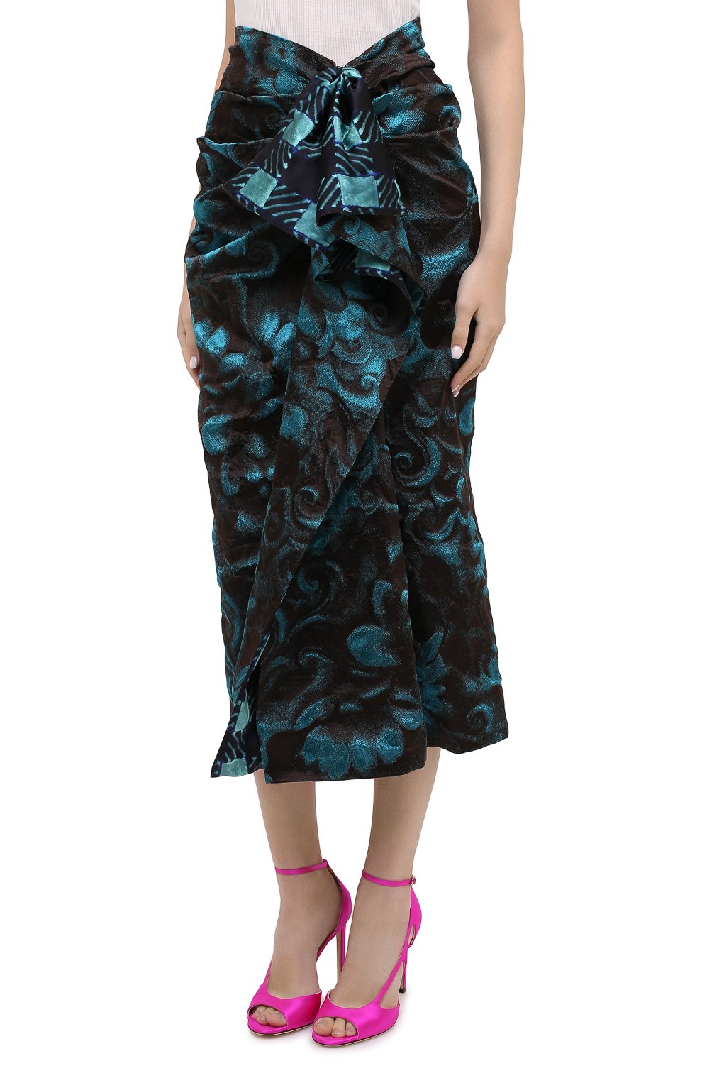 Юбка DRIES VAN NOTEN бирюзового цвета по цене 109500 руб., арт. 202-10896-1334, фото 4 Юбка DRIES VAN NOTEN, арт. 202-10896-1334, фото 4