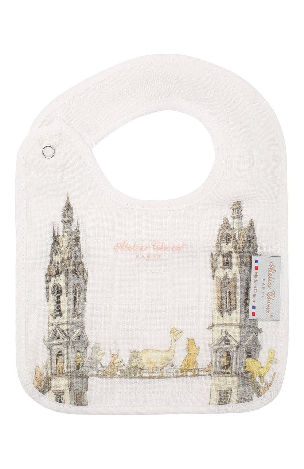 Хлопковый нагрудник ATELIER CHOUX, арт. SMALL BIB-T0WER`S BRIDGE-SILVER SNAPS, фото 2