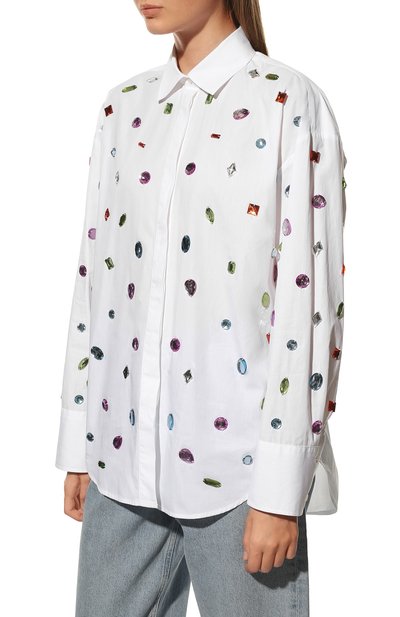 Хлопковая рубашка MSGM белого цвета по цене 48450 руб., арт. 3341MDE13X 227618, фото 3 Хлопковая рубашка MSGM, арт. 3341MDE13X 227618, фото 3