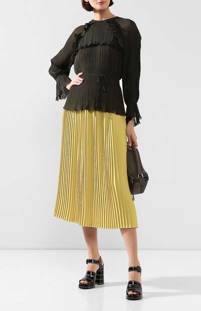 Плиссированная блузка KENZO хаки цвета по цене 32350 руб., арт. F962T01475AS, фото 2 Плиссированная блузка KENZO, арт. F962T01475AS, фото 2