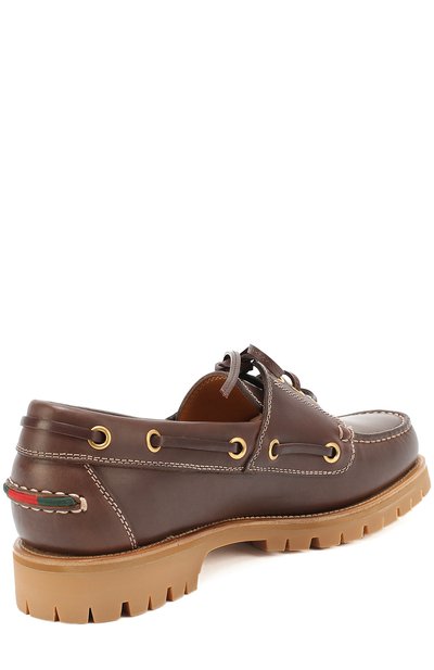 Кожаные топсайдеры на рифленой подошве GUCCI, арт. 450714/DTN20, фото 4