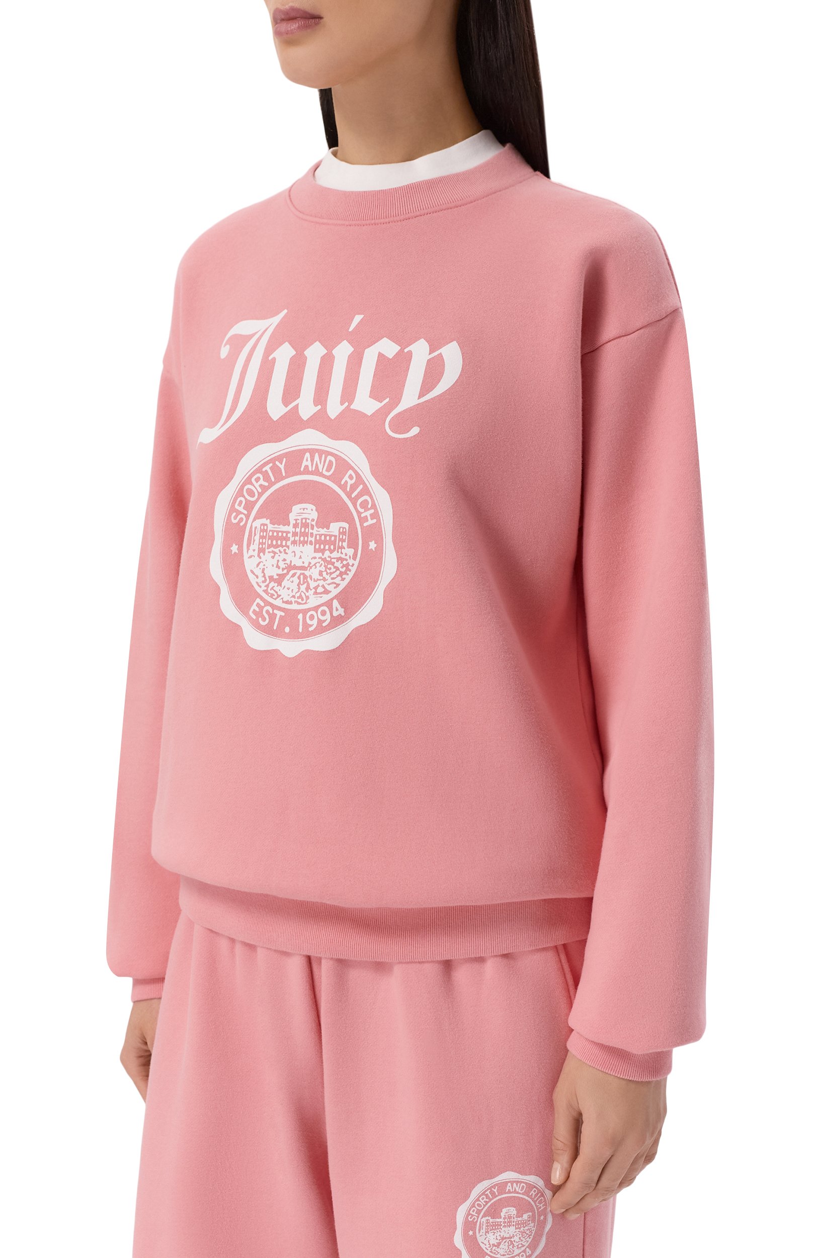 Хлопковый св итшот sporty & rich x juicy couture SPORTY AND RICH, арт. ST071716691PI07/JUICY EMBLEM CREWNECK, фото 3