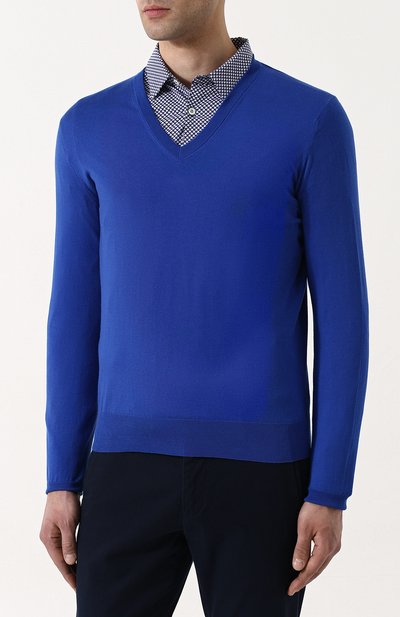 Пуловер тонкой вязки из смеси хлопка и кашемира FIORONI, арт. M14609B1, фото 3