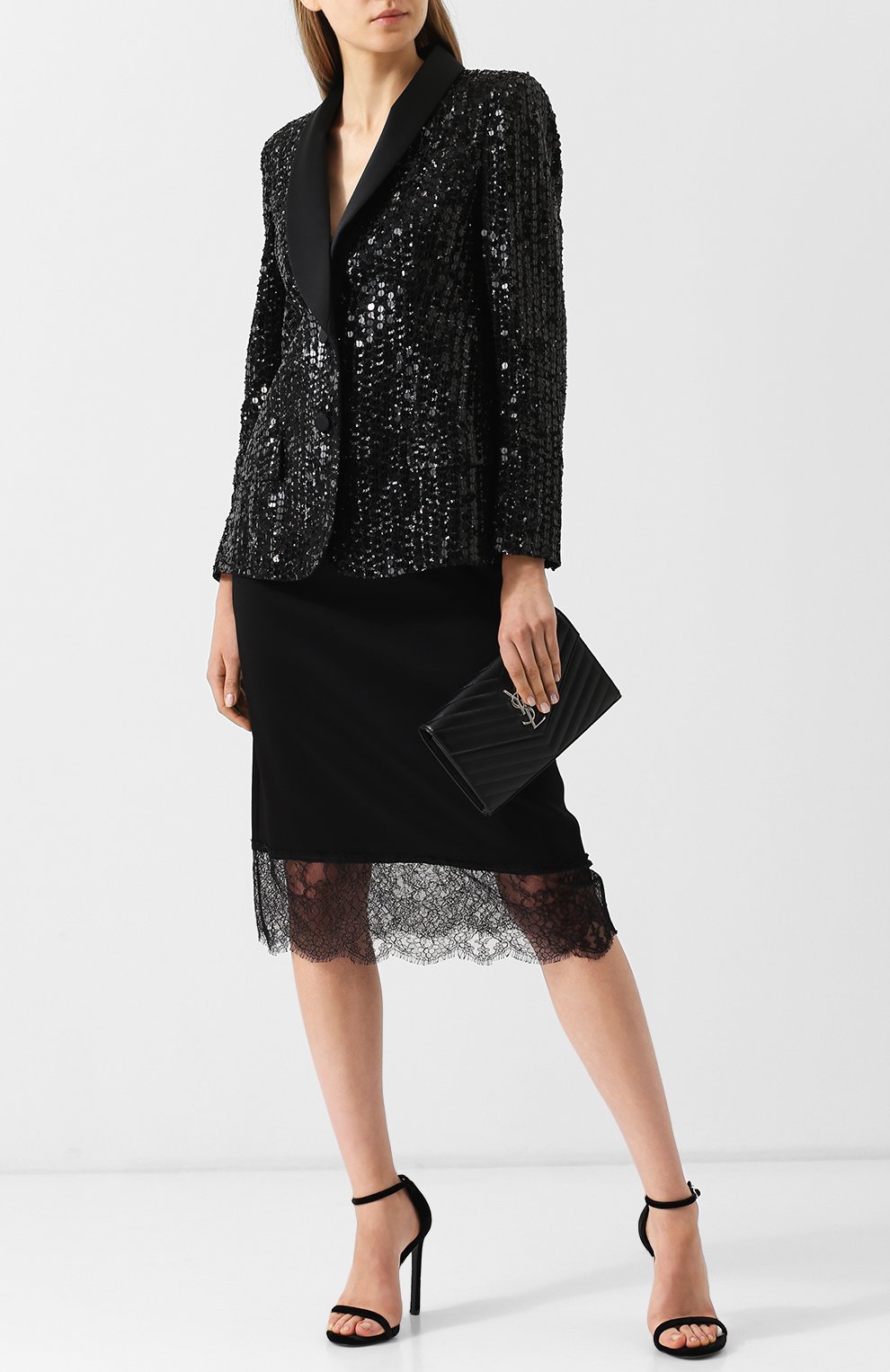 Однотонная юбка с кружевной вставкой VALENTINO, арт. QB3RA3Y03H3, фото 2