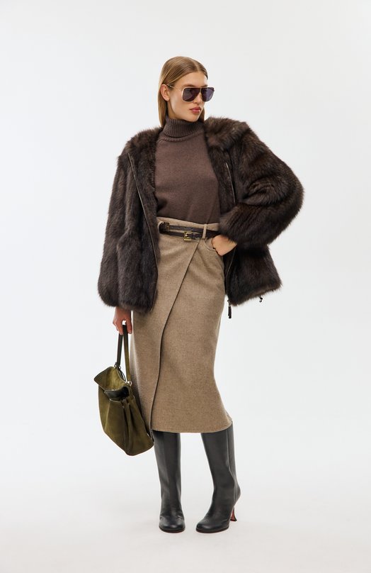 Шерстяная юбка Brunello Cucinelli MP565G3897 Бежевый  MP565G3897 Фото 6