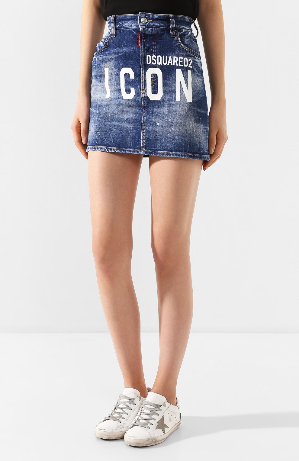 Джинсовая юбка DSQUARED2 синего цвета по цене 48100 руб., арт. S80MA0003/S30663, фото 3 Джинсовая юбка DSQUARED2, арт. S80MA0003/S30663, фото 3