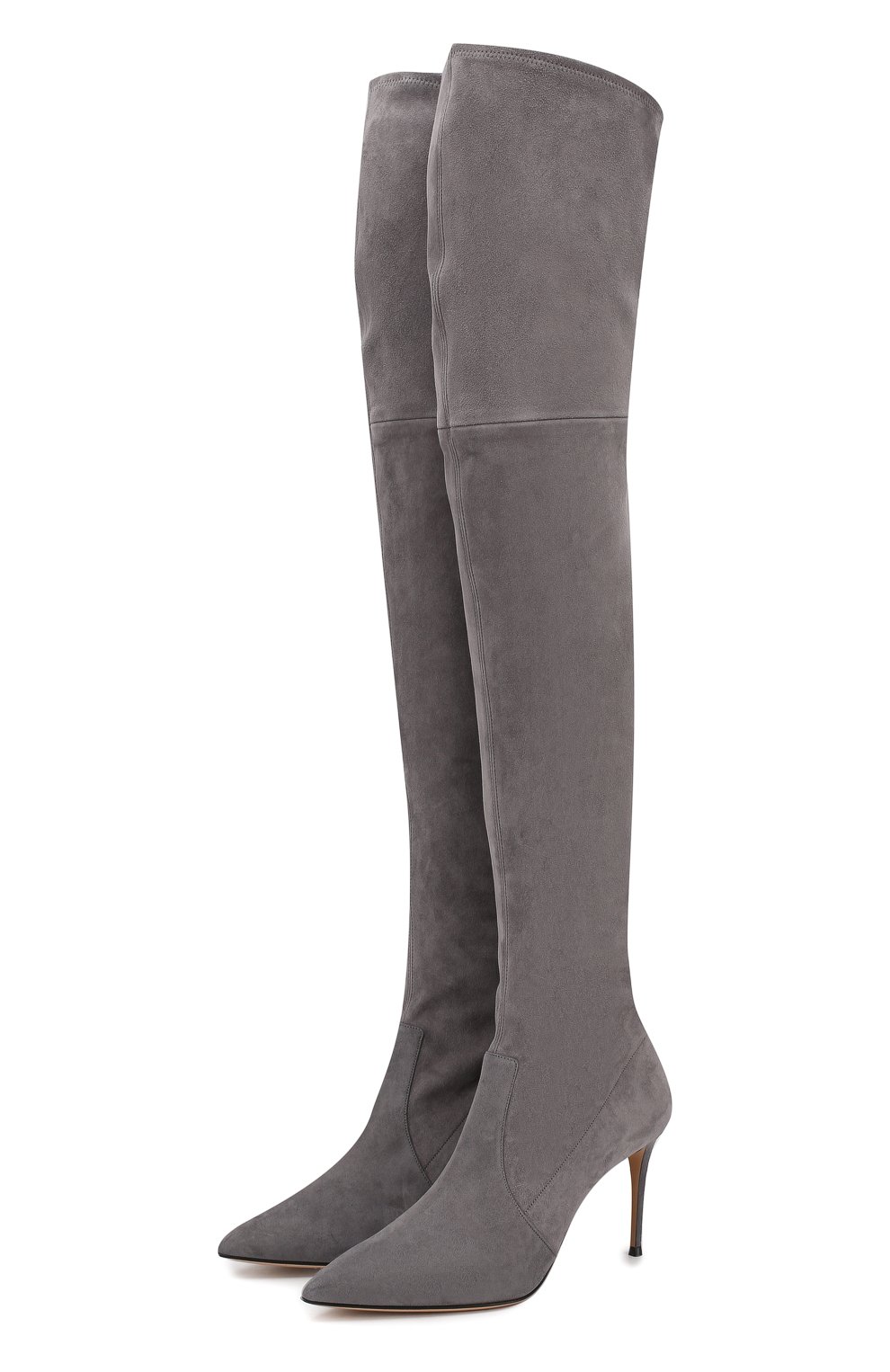 Замшевые ботфорты CASADEI темно-серого цвета по цене 145000 руб., арт. 1T853E0801T00059200, фото 1 Замшевые ботфорты CASADEI, арт. 1T853E0801T00059200, фото 1