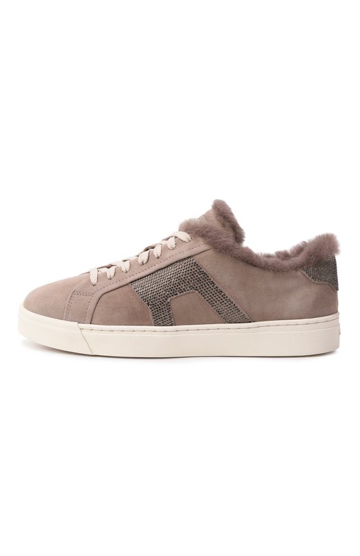 Замшевые кеды Santoni WBGG61421PNNPSXS Бежевый  WBGG61421PNNPSXS Фото 4