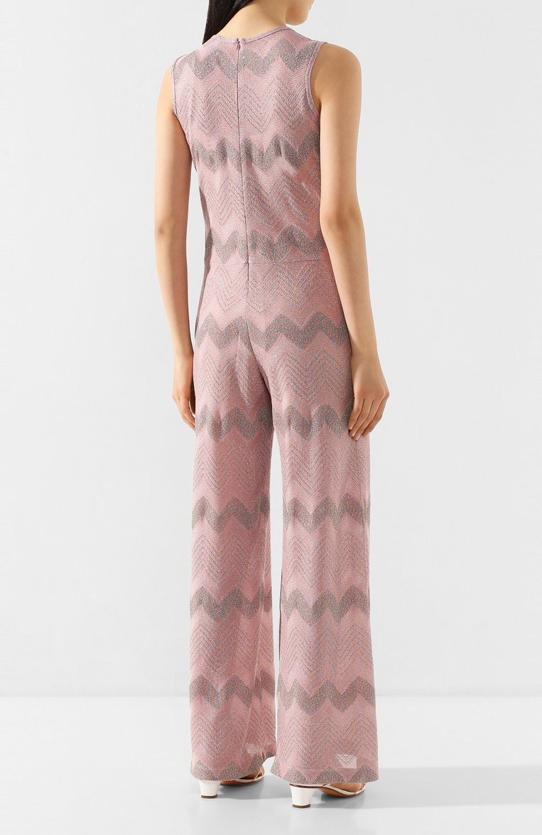 Женский комбинезон из смеси хлопка и вискозы M MISSONI розового цвета, арт. 2D000024/2J001V | Фото 4 (Длина (брюки, джинсы): Стандартные; Материал подклада: Синтетический материал; Материал внешний: Вискоза, Хлопок; Женское Кросс-КТ: Комбинезон-одежда, Комбинезон-пляжная одежда; Рукава: Короткие, Без рукавов; Случай: Повседневный)