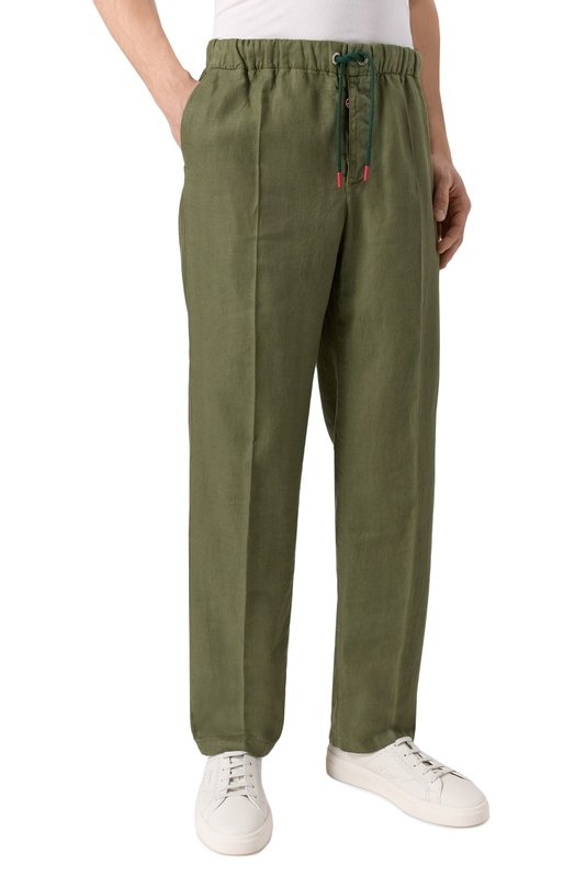 Брюки изо льна и хлопка Kiton UPR003LK0636F08 Хаки  UPR003LK0636F08 Фото 3