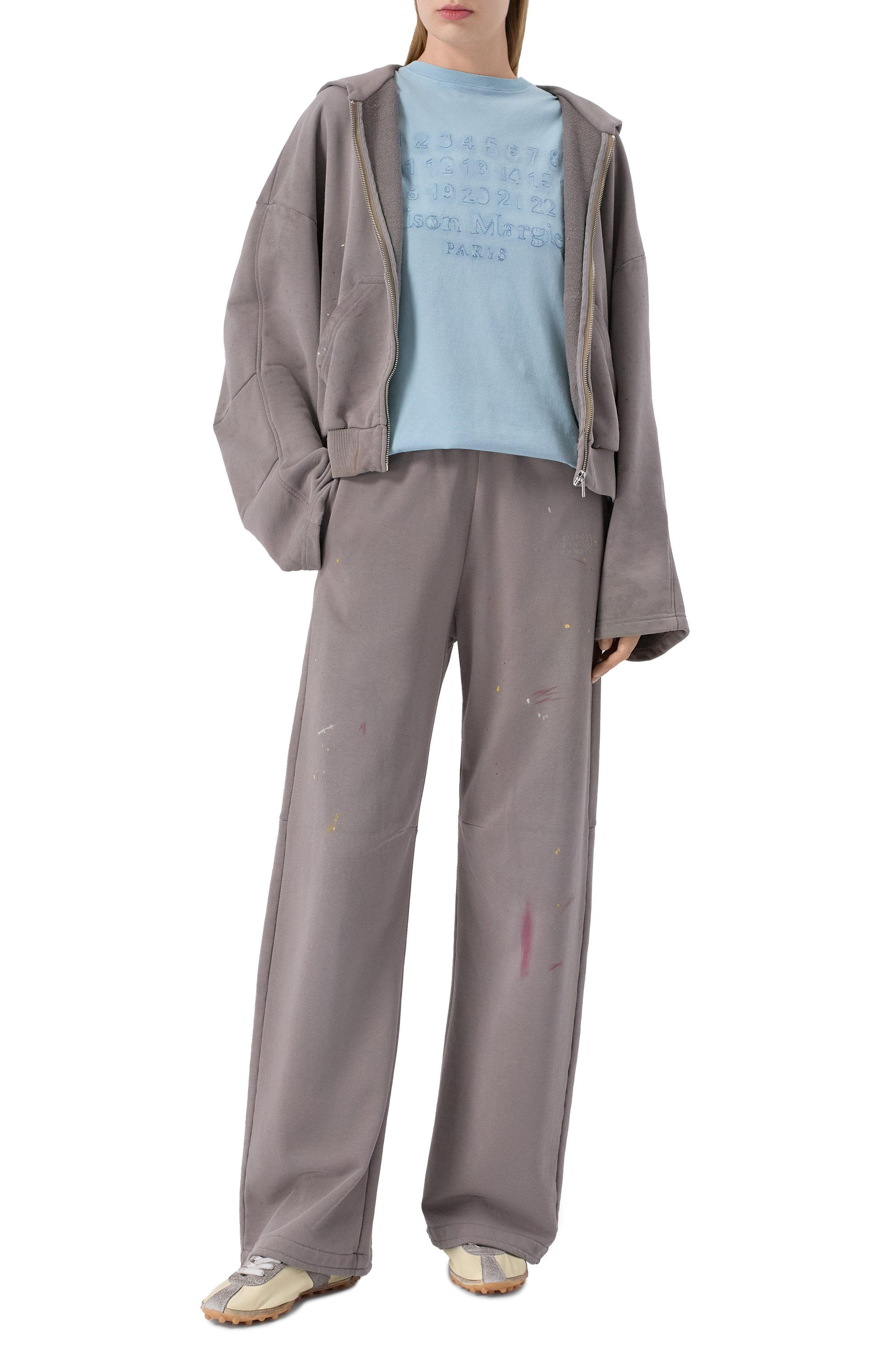 Хлопковые брюки MM6 серого цвета по цене 69950 руб., арт. S62KB0239/M25013, фото 2 Хлопковые брюки MM6, арт. S62KB0239/M25013, фото 2