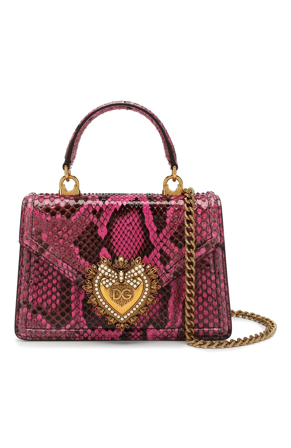 Сумка devotion small из кожи питона DOLCE & GABBANA фуксия цвета по цене 270000 руб., арт. BB6711/A2111/PBIV, фото 6 Сумка devotion small из кожи питона DOLCE & GABBANA, арт. BB6711/A2111/PBIV, фото 6