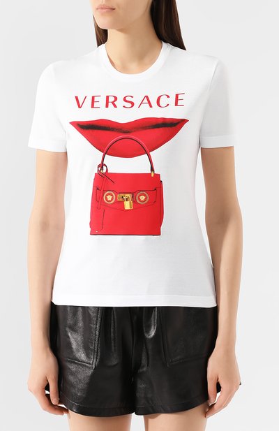 Хлопковая футболка VERSACE белого цвета по цене 43150 руб., арт. A84079/A228806, фото 3 Хлопковая футболка VERSACE, арт. A84079/A228806, фото 3