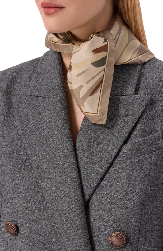 Шелковый платок Brunello Cucinelli MF0U0025 Бежевый  MF0U0025 Фото 2