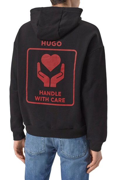Хлопковое худи HUGO черного цвета по цене 17950 руб., арт. 50530577, фото 4 Хлопковое худи HUGO, арт. 50530577, фото 4