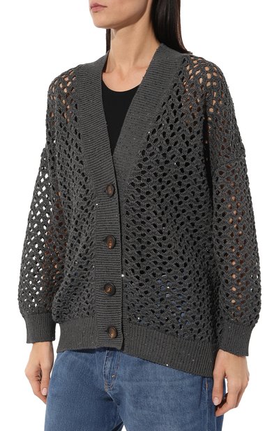 Кардиган из хлопка и льна BRUNELLO CUCINELLI, арт. M70572206, фото 3