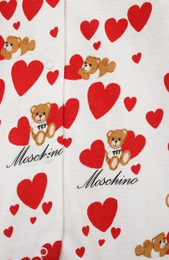 Детский хлопковый комбинезон MOSCHINO белого цвета, арт. MDY012/LCB48 | Фото 3 (Тематический товар: Teddy Bear; Материал сплава: Проставлено; Нос: Не проставлено; Материал внешний: Хлопок)