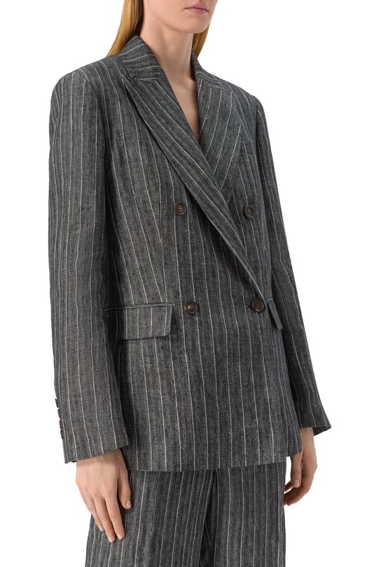 Льняной жакет Brunello Cucinelli MH5427086 Серый  MH5427086 Фото 3