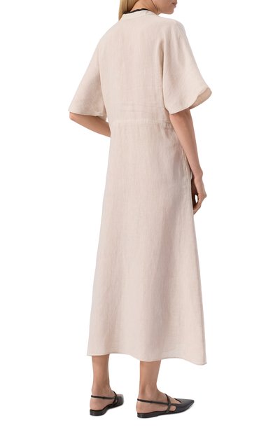 Льняное платье KITON бежевого цвета по цене 232000 руб., арт. D59325H0638811, фото 4 Льняное платье KITON, арт. D59325H0638811, фото 4