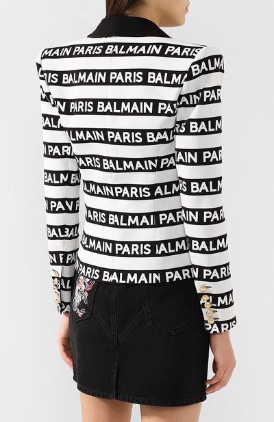 Хлопковый жакет BALMAIN черно-белого цвета по цене 358000 руб., арт. RF17004/C054, фото 4 Хлопковый жакет BALMAIN, арт. RF17004/C054, фото 4
