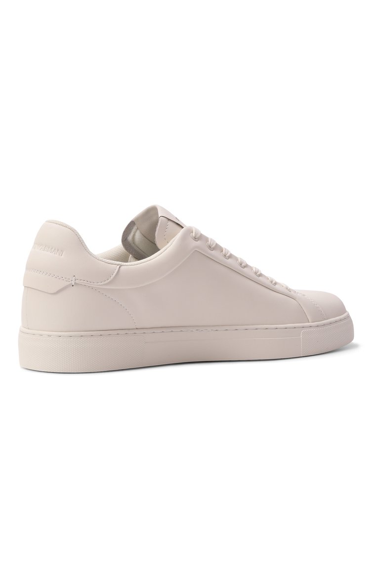 Мужские кожаные кеды EMPORIO ARMANI белого цвета, арт. EM000220/AF13982 | Фото 5 (Подошва: Плоская; Автоматизация ТО: Проставлено; Материал внутренний: Текстиль; Автоматизация состава: Проставлено; Материал внешний: Натуральная кожа; Стили: Классический; Материал утеплителя: Без утеплителя; Кросс-КТ: Низкие)