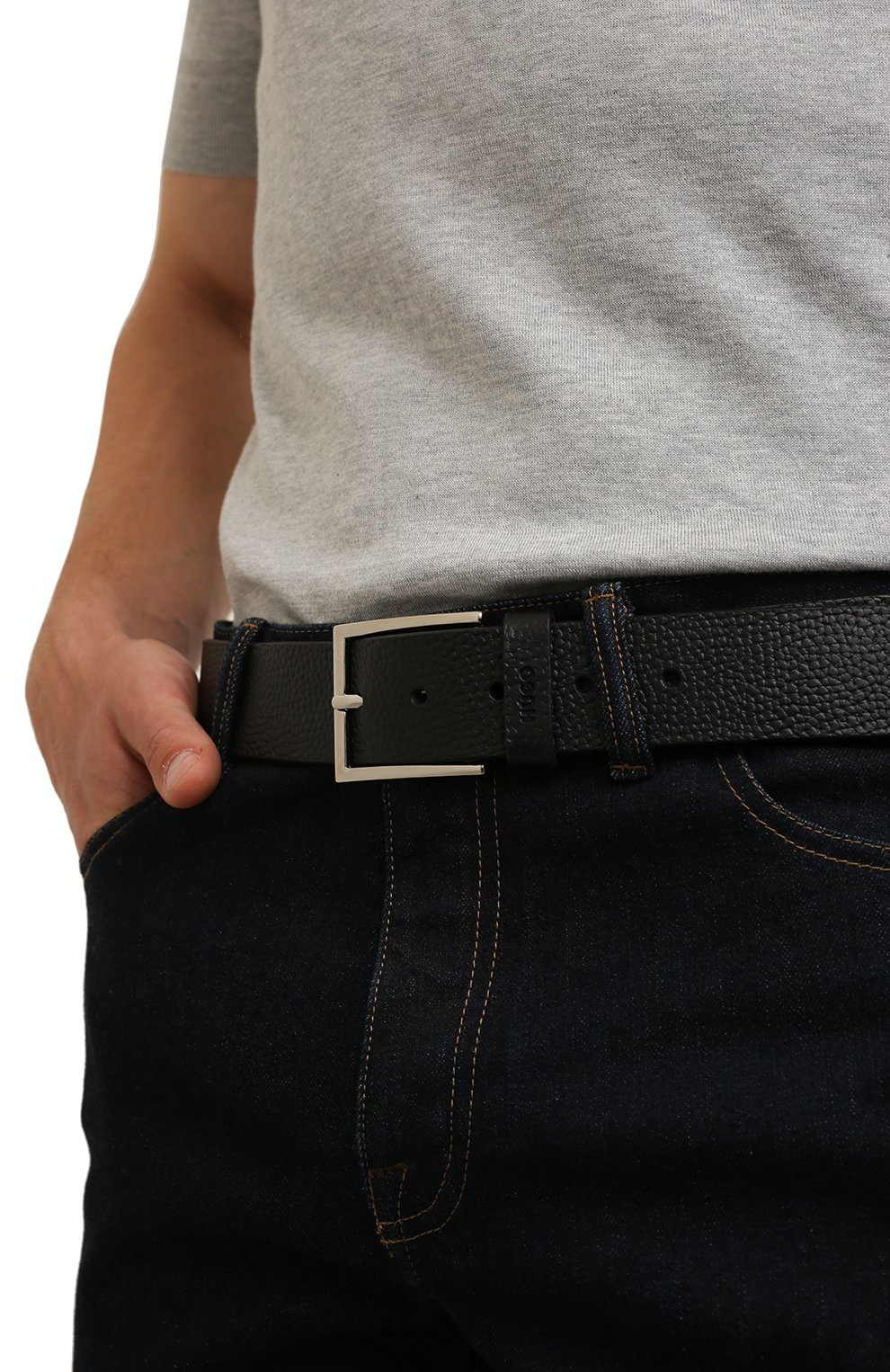 Кожаный ремень HUGO черного цвета по цене 8295 руб., арт. 50471562, фото 2 Кожаный ремень HUGO, арт. 50471562, фото 2